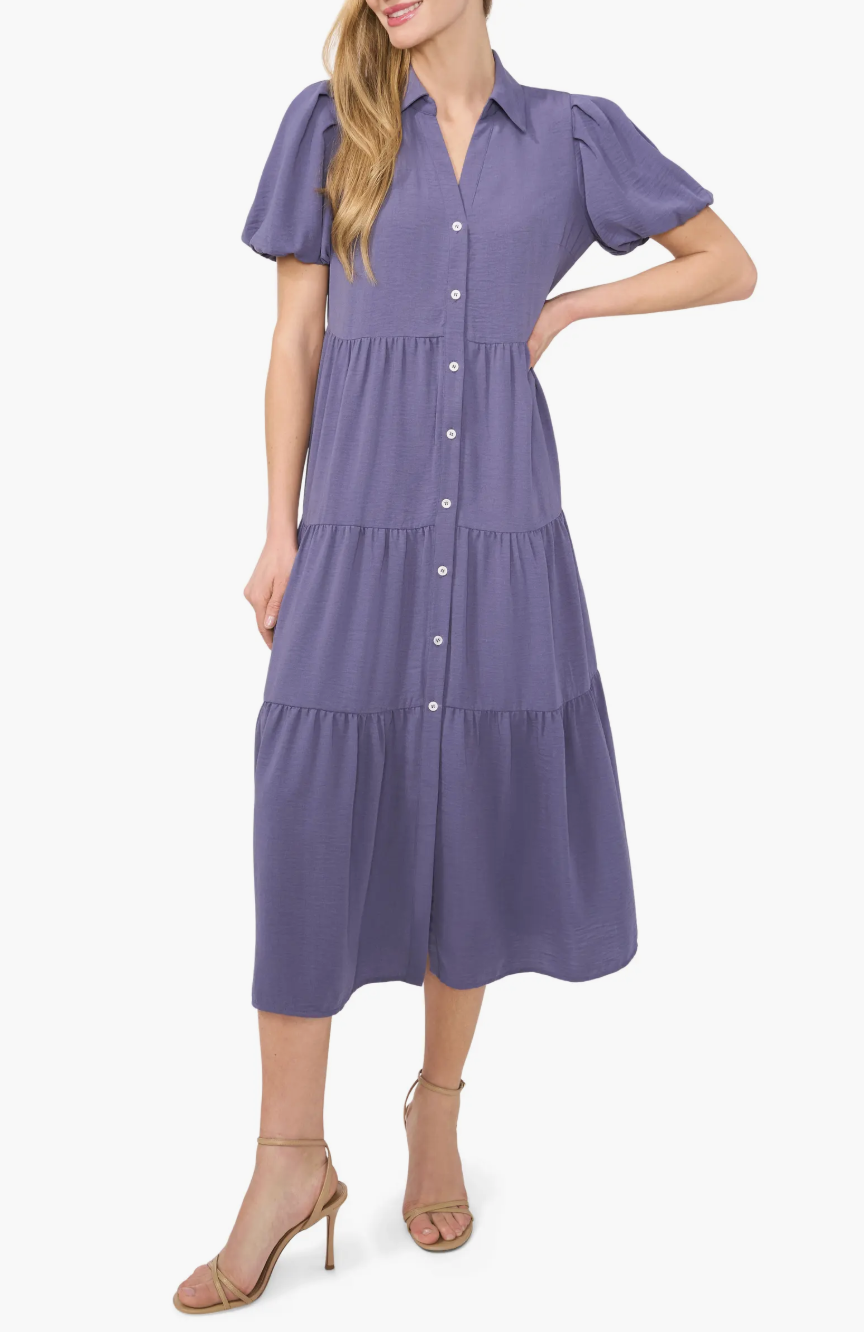 CeCe Tiered Midi Shirtdress
